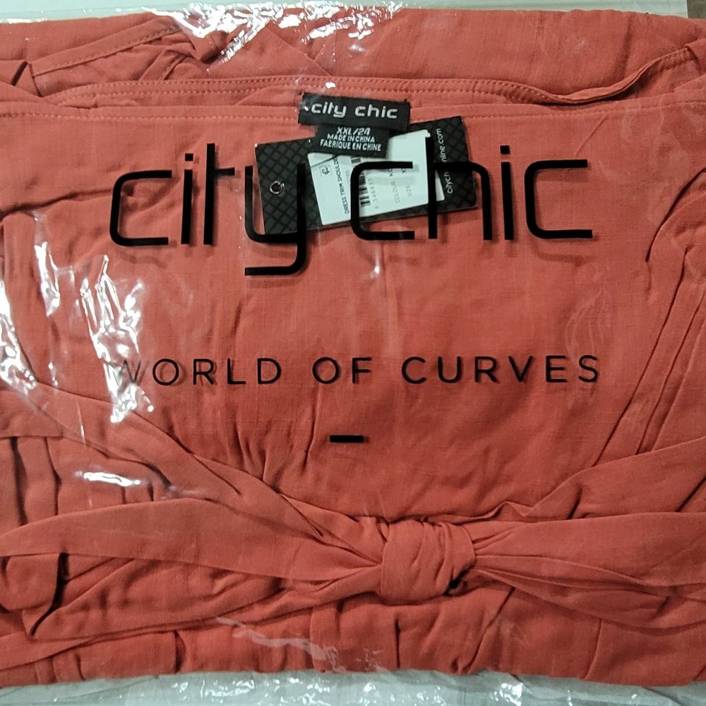 CITY CHIC Rust Cold-Shoulder Dress - Plus Size 24 NWOT - Picture 7 of 9